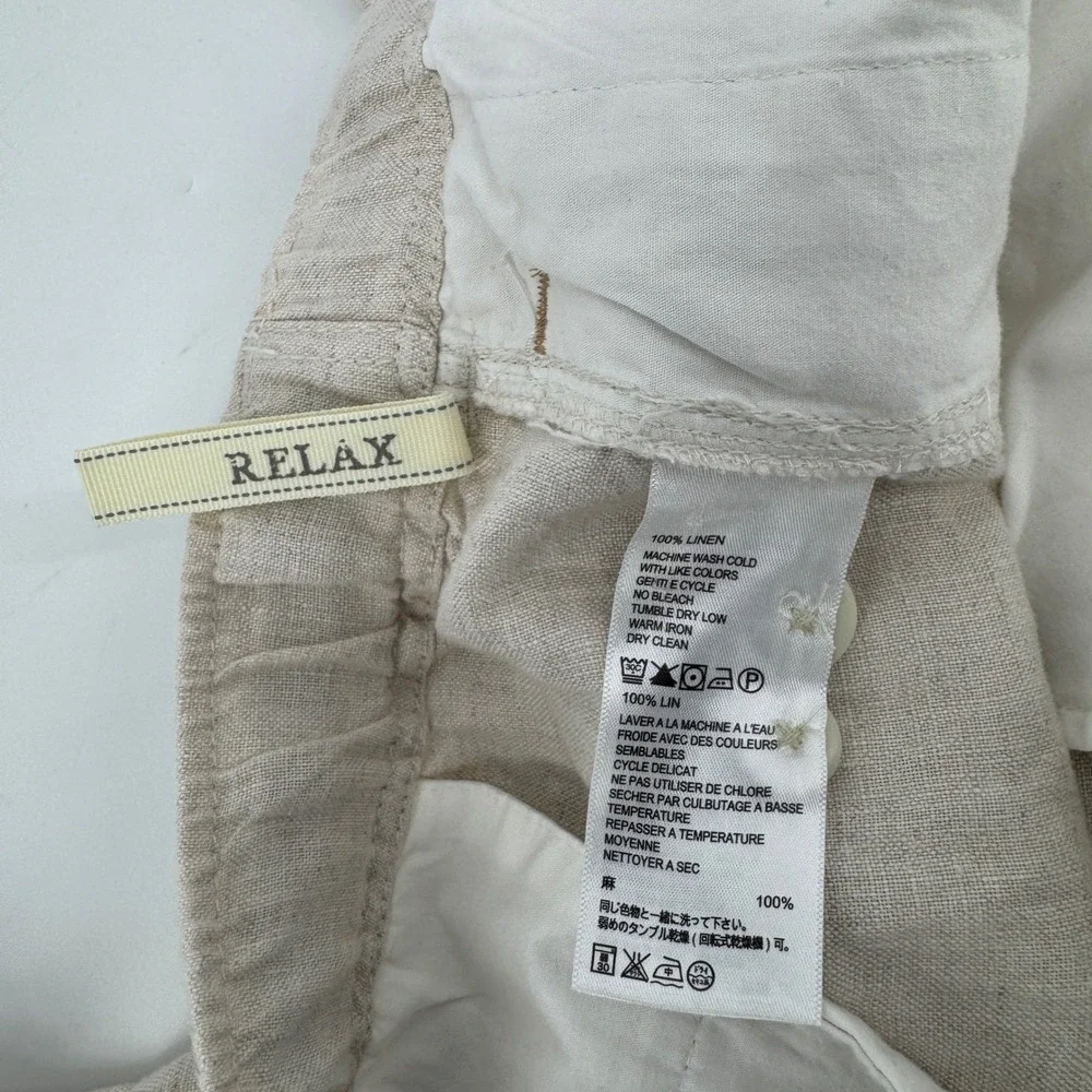 Tommy Bahama Relax Mens 3XT Beige 100% Linen Flat Front Pants Drawstring